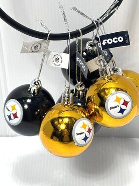 NFL Pittsburgh Steelers Holiday Christmas Ornament Set FOCO New with Tags ! 6PC